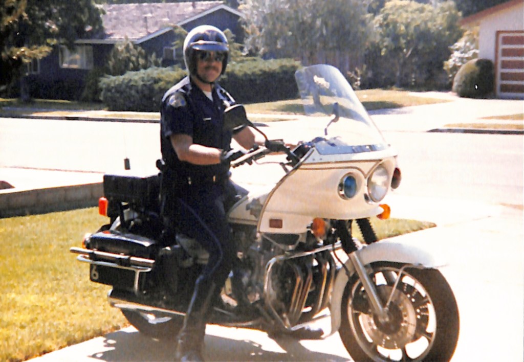 Me, on a police motorcycle, in uniform and on duty.